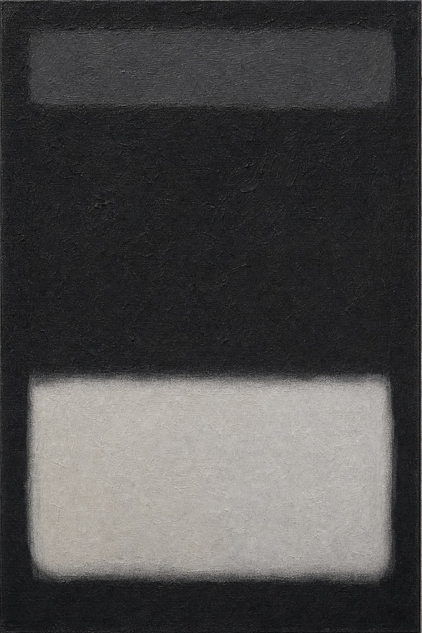 Fade Away, dark grey and soft white abstract painting