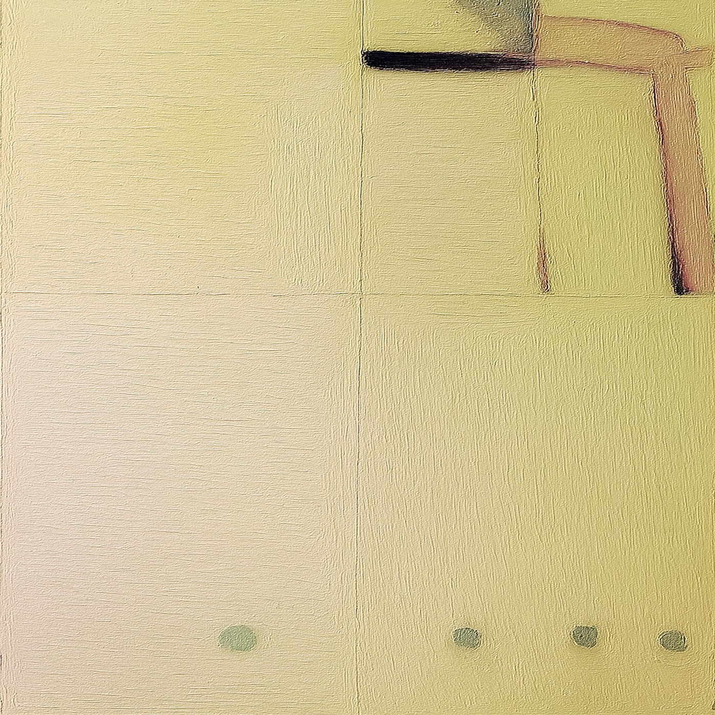 Night Sw_m #2, square textured painting of soft gridded panels with dark marks