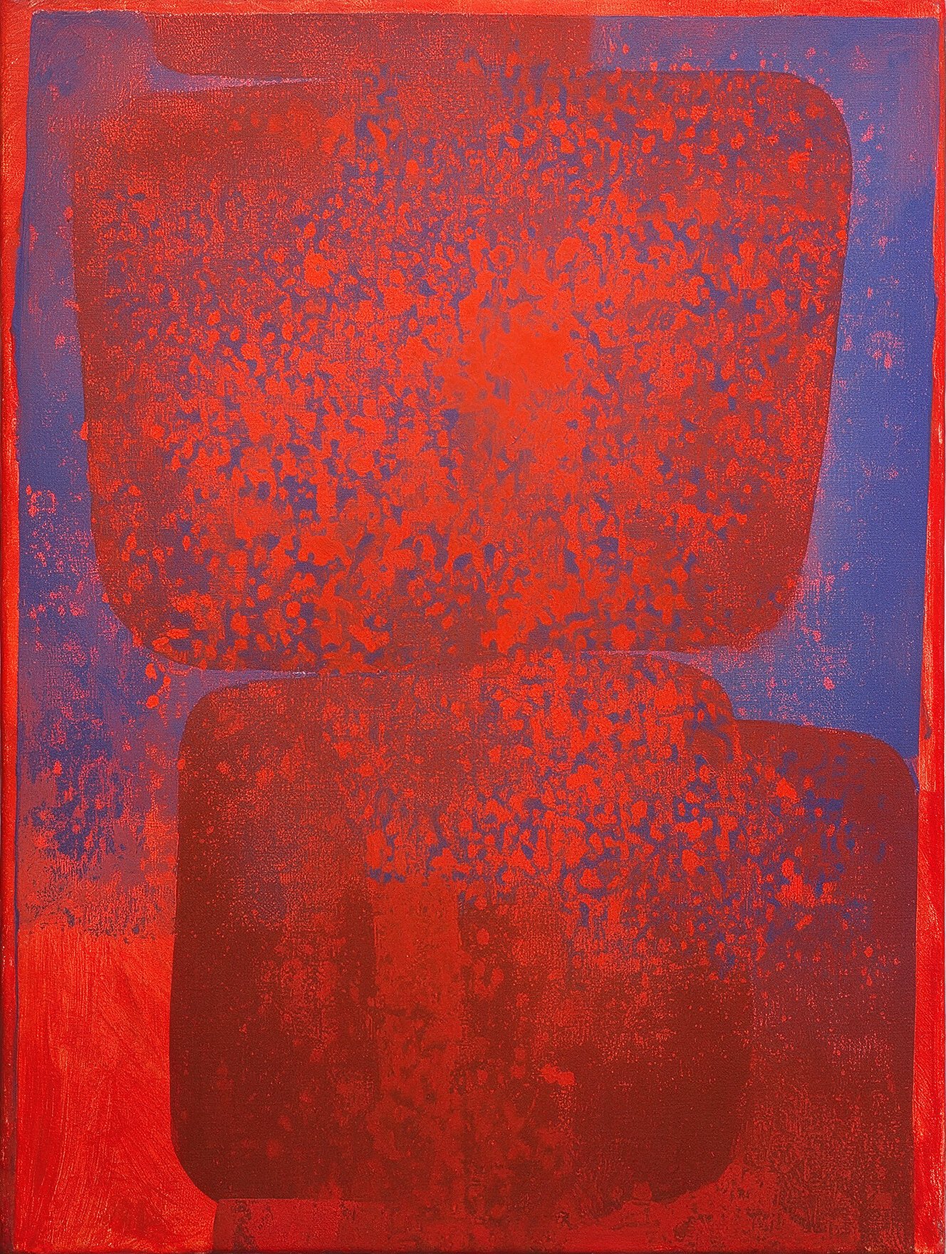 Targowica #1, abstract painting in vivid orange-red