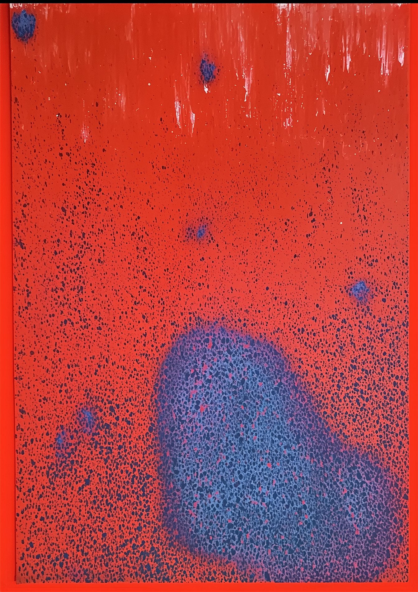 Targowica #3, abstract painting in vivid orange-red