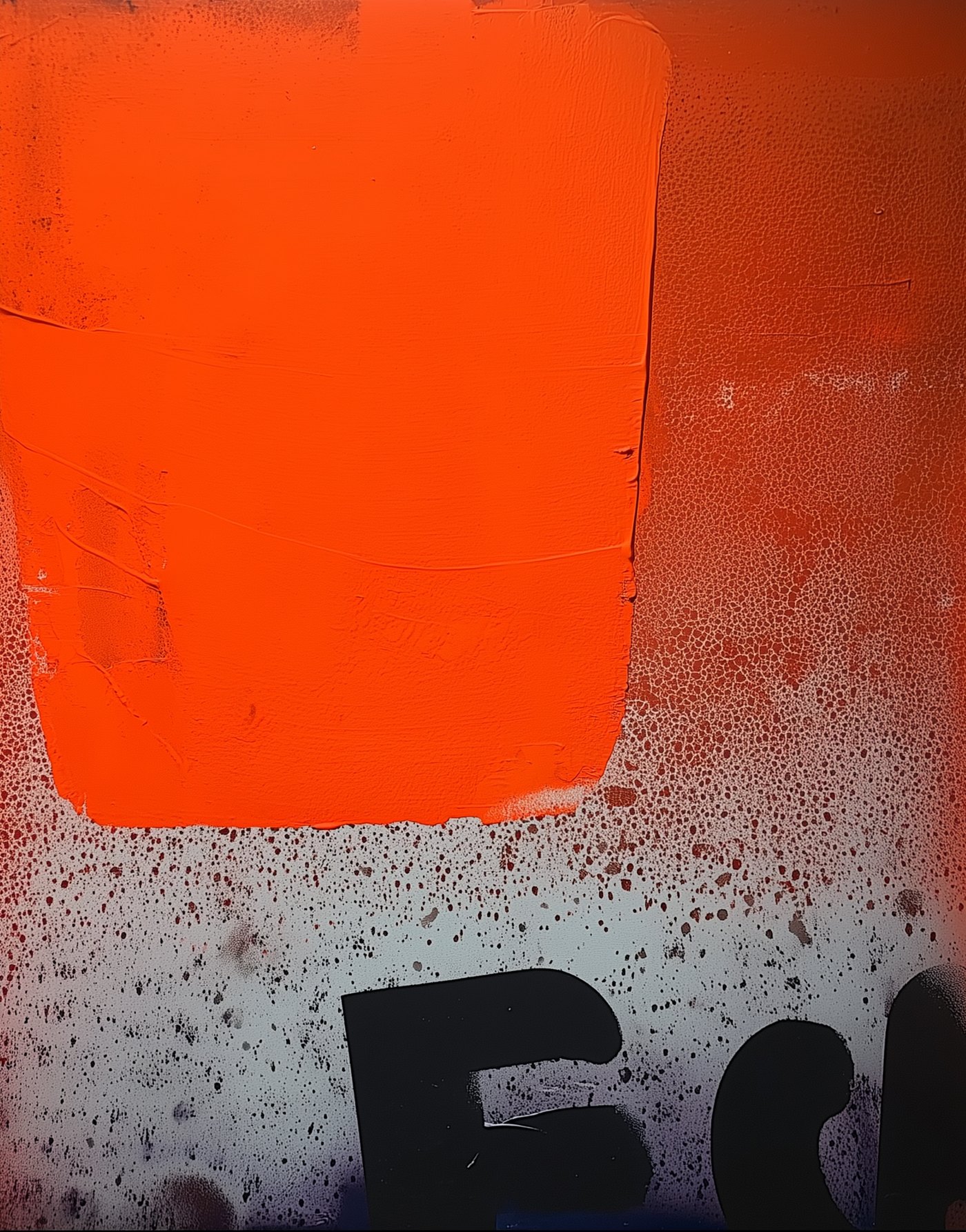 Targowica #4, abstract painting in vivid orange-red