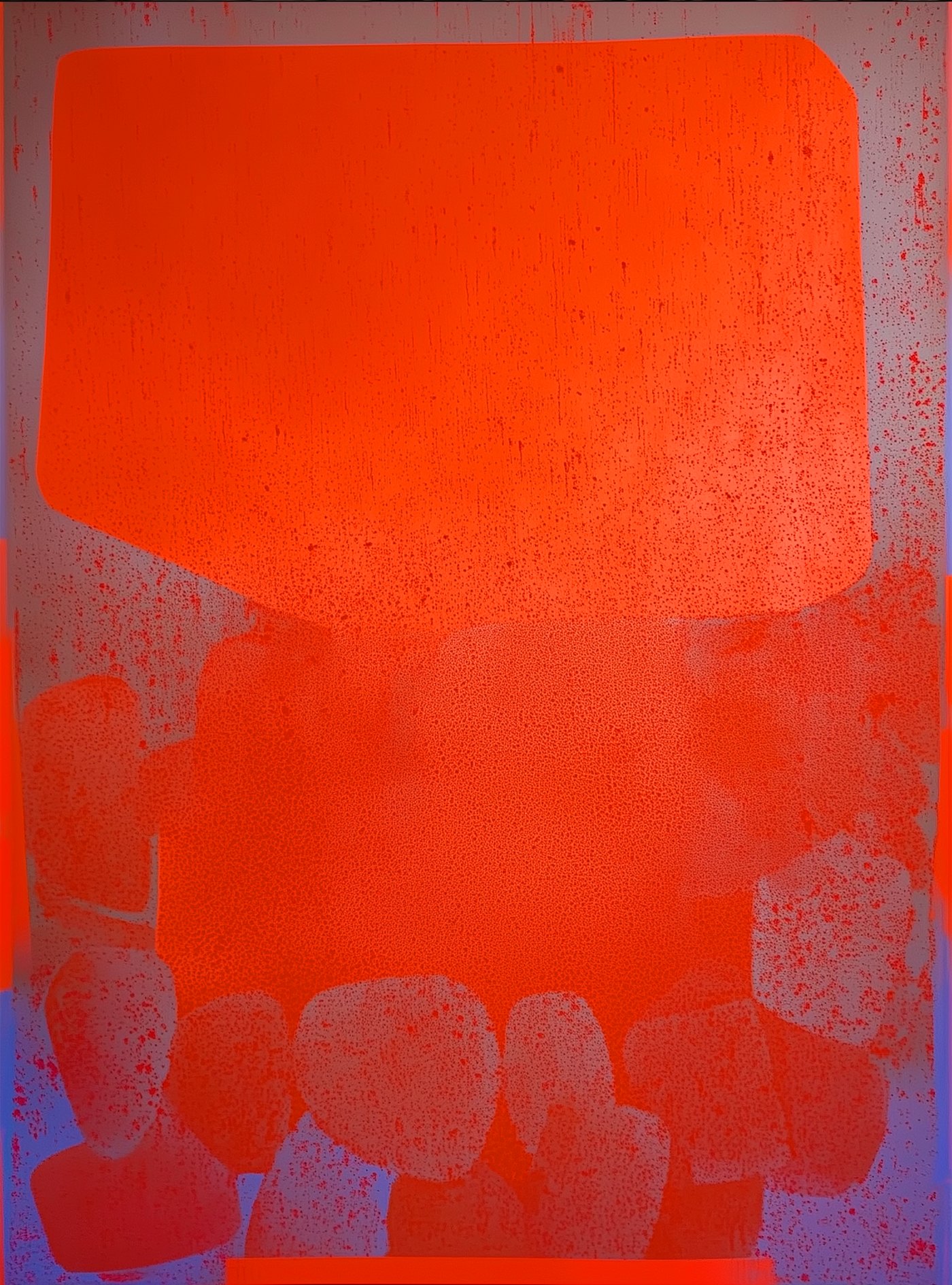 Targowica #5, abstract painting in vivid orange-red