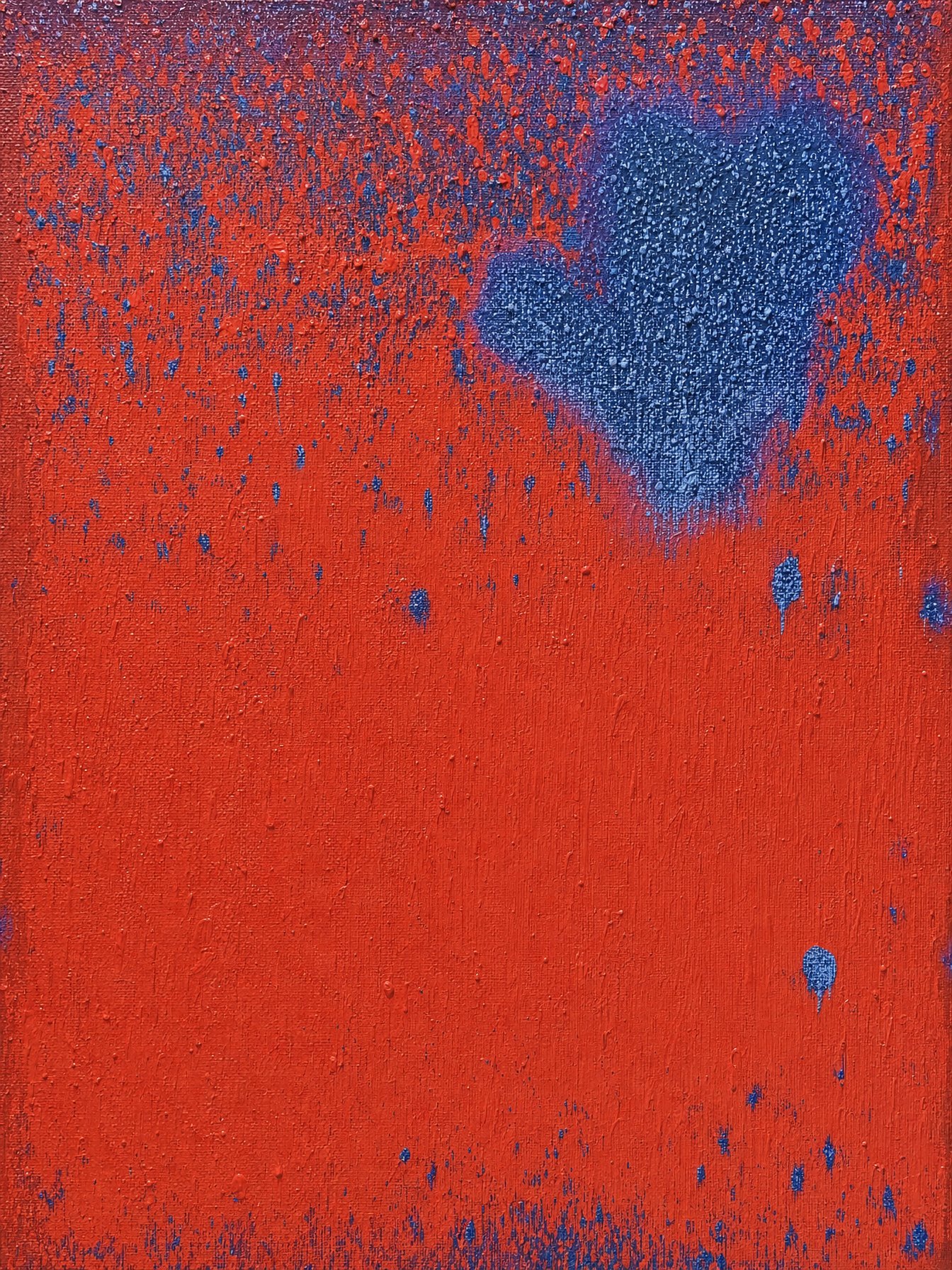 Targowica #6, abstract painting in vivid orange-red