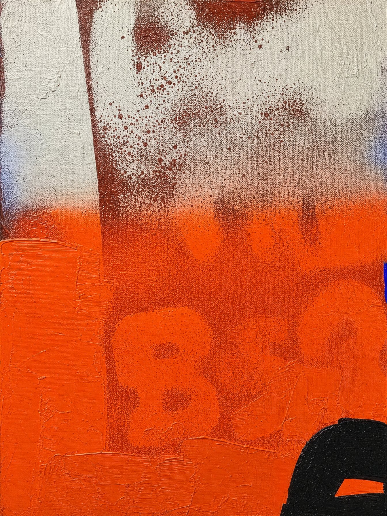 Targowica #7, abstract painting in vivid orange-red