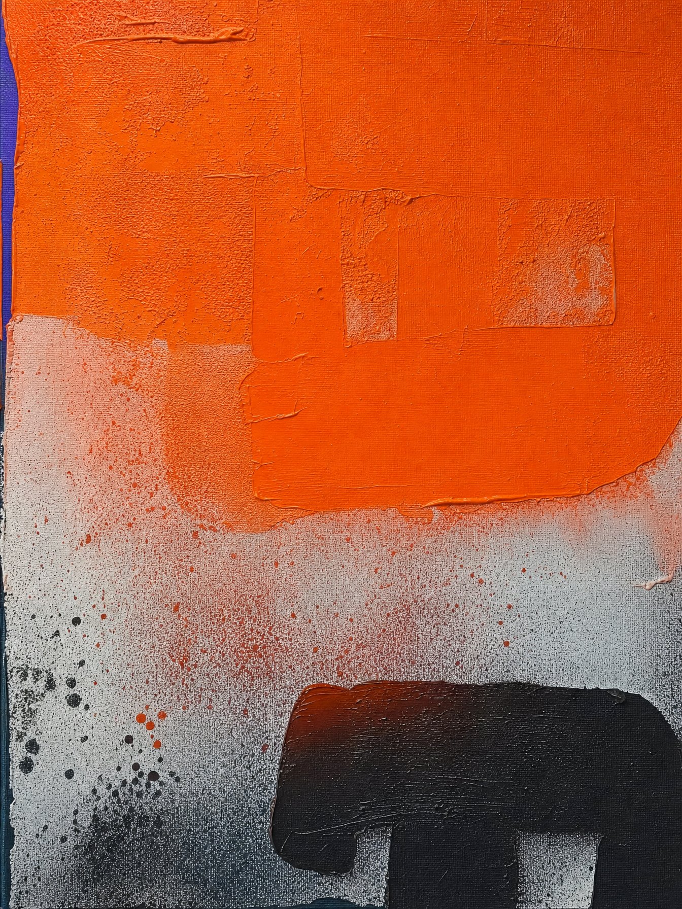 Targowica #8, abstract painting in vivid orange-red
