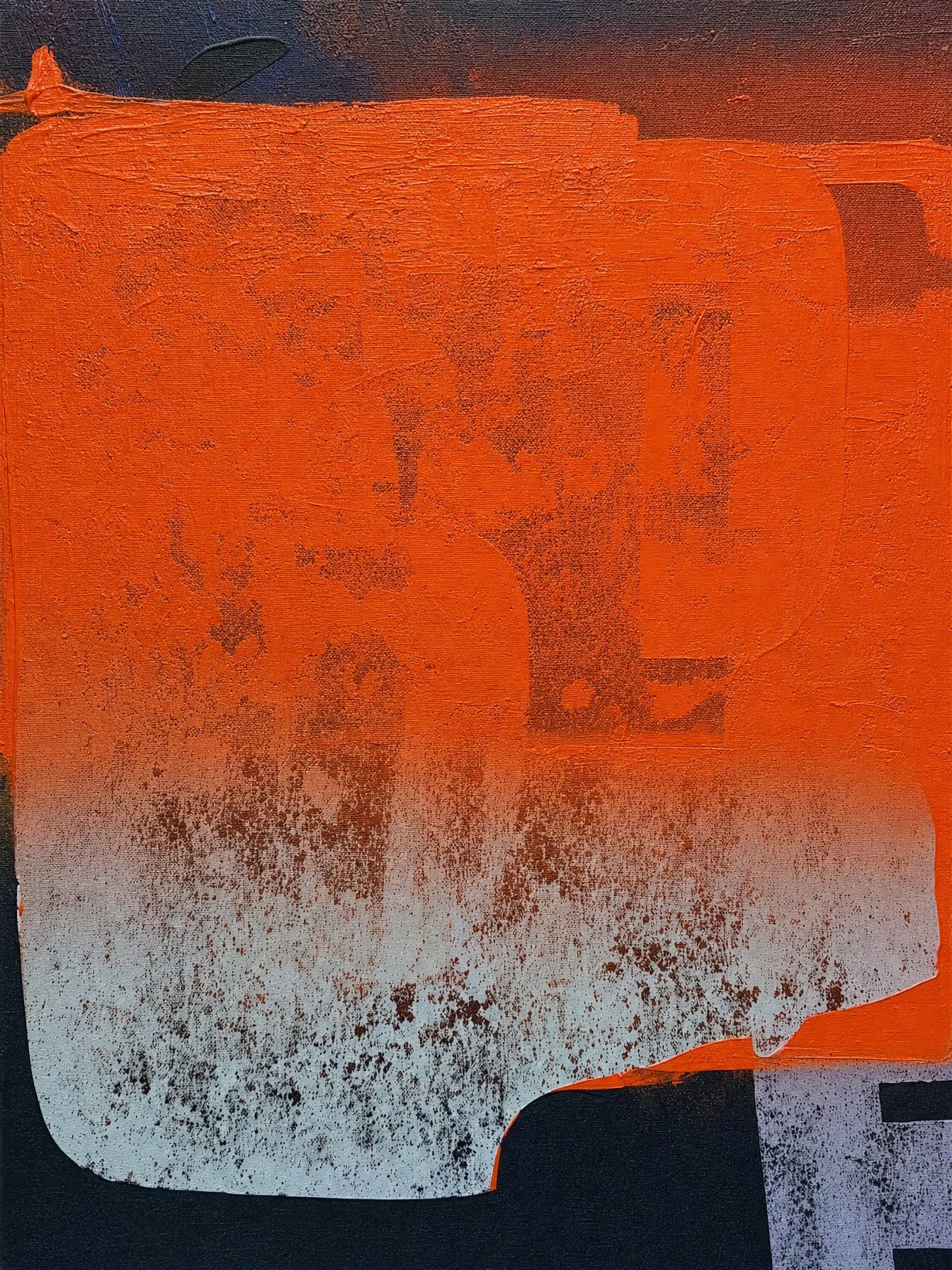 Targowica #9, abstract painting in vivid orange-red