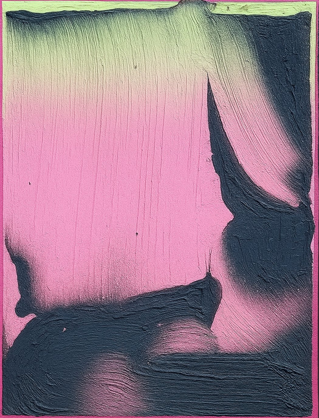 The Weight of Light #1, thick brushstrokes in pink, neon green and deep navy