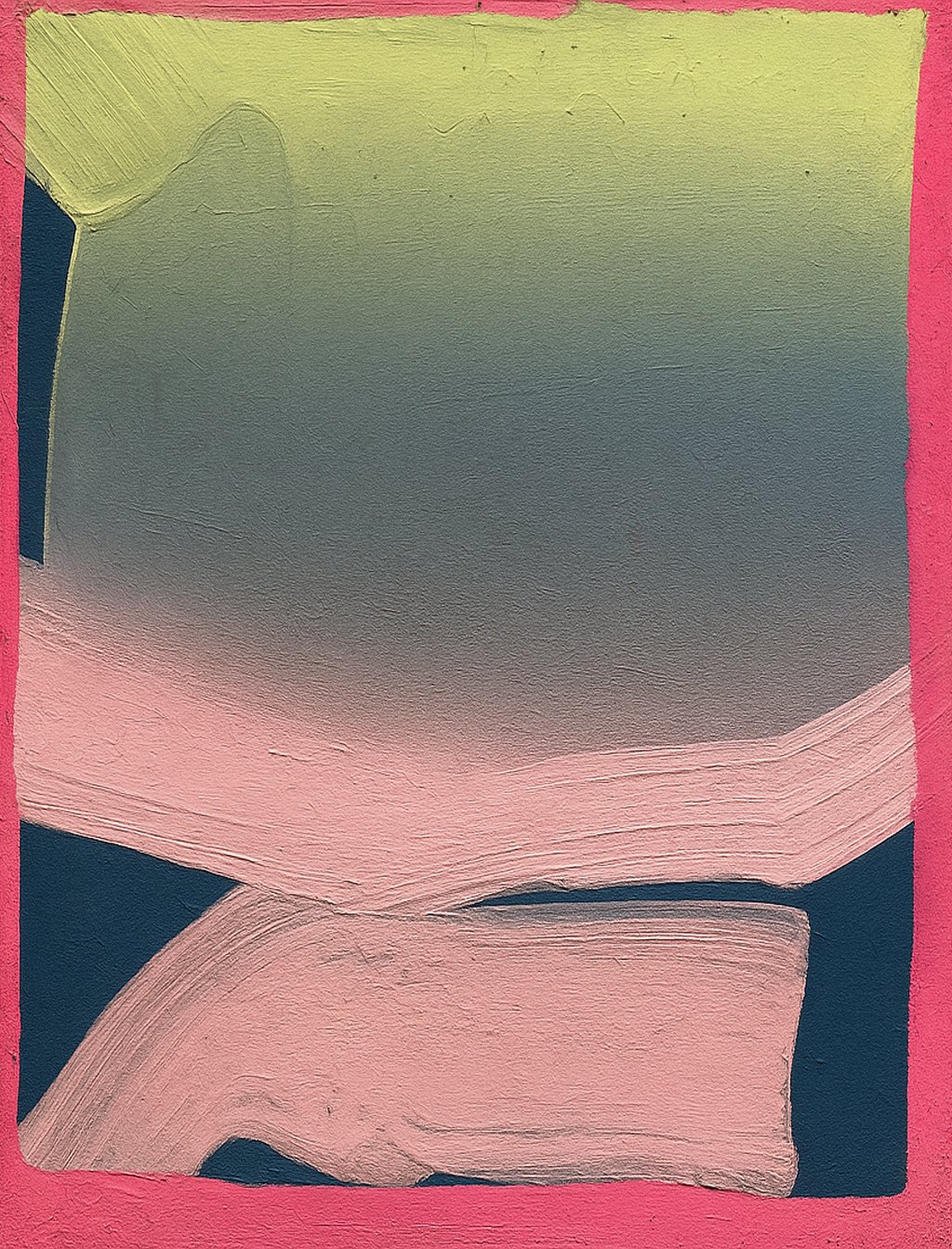The Weight of Light #2, thick brushstrokes in pink, neon green and deep navy