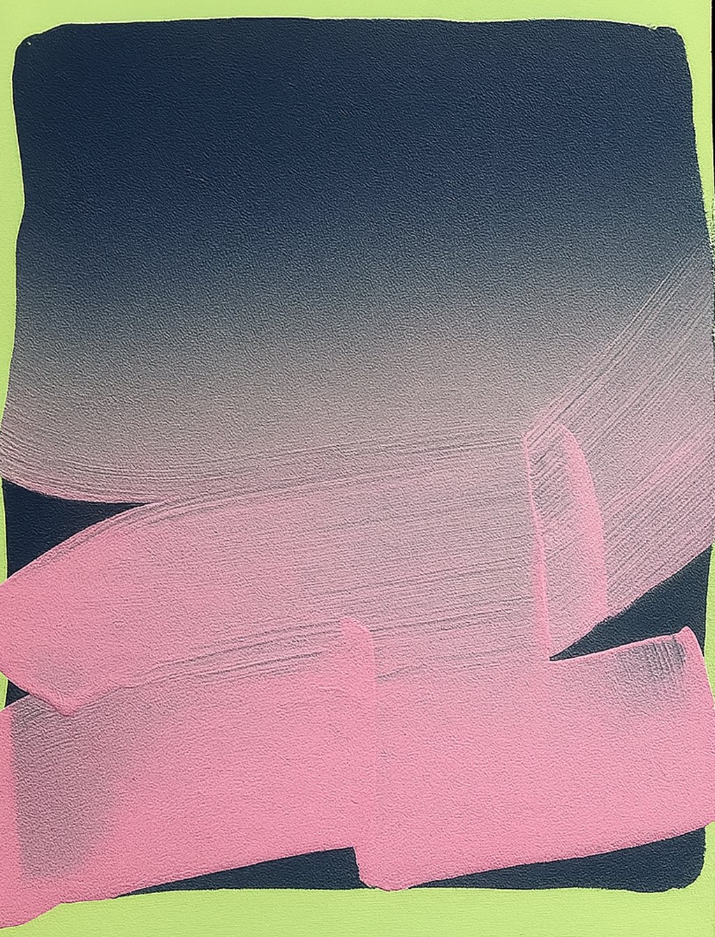 The Weight of Light #4, thick brushstrokes in pink, neon green and deep navy
