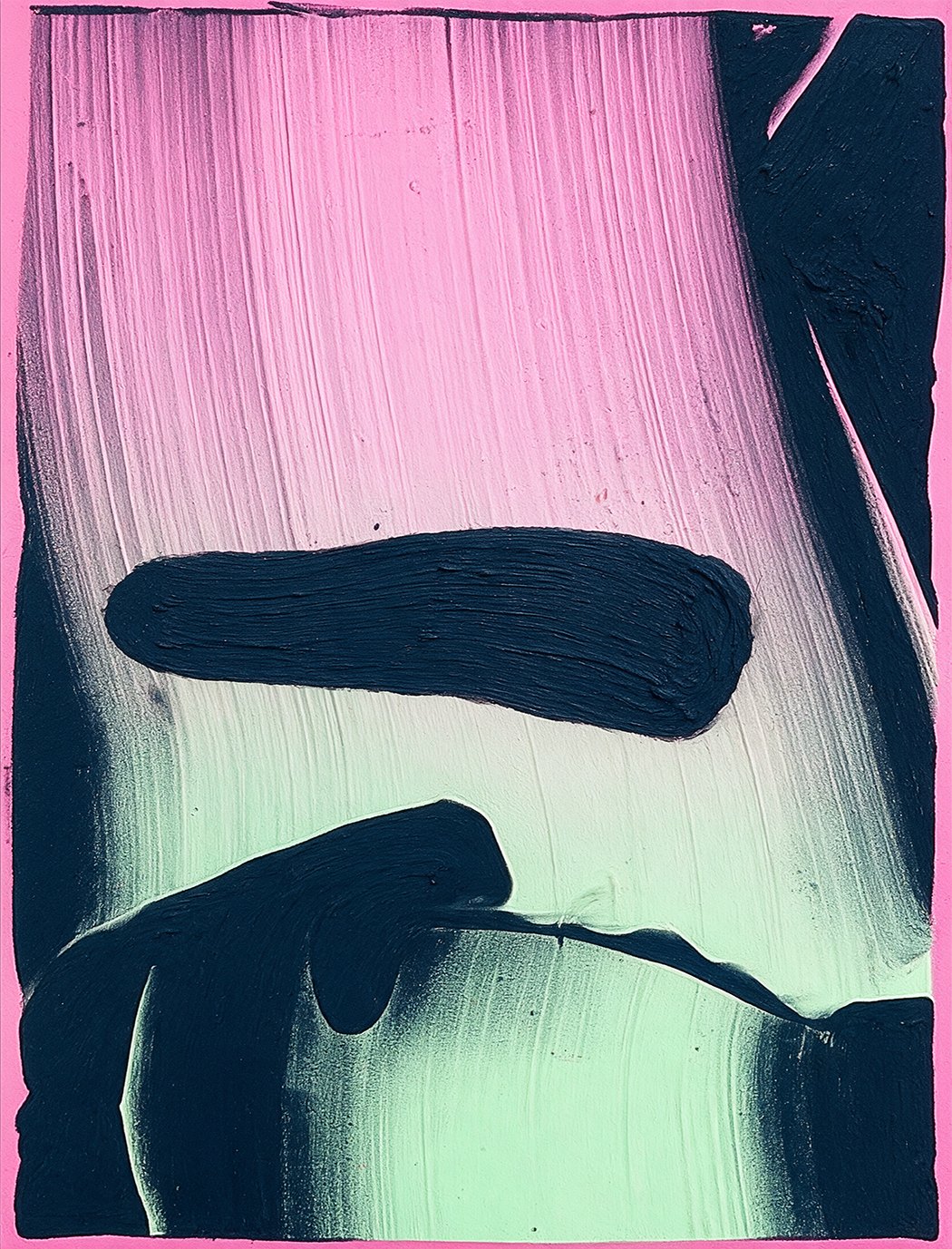 The Weight of Light #5, thick brushstrokes in pink, neon green and deep navy