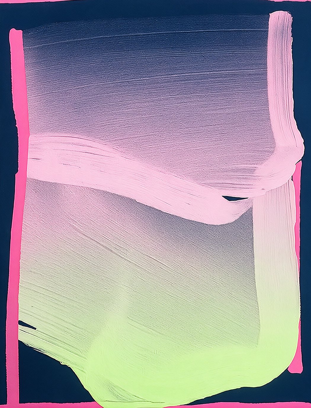 The Weight of Light #6, thick brushstrokes in pink, neon green and deep navy