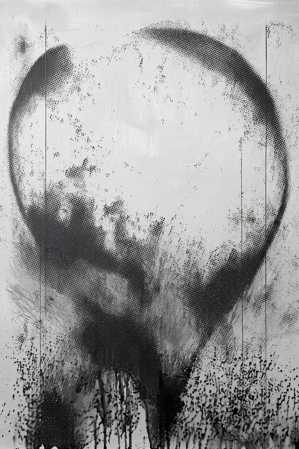 Transformation #2, a sprayed black head form dissolving into pale grey
